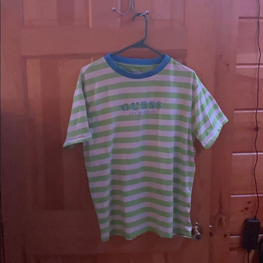 Blue And Green Guess Short Sleeve Shirt
